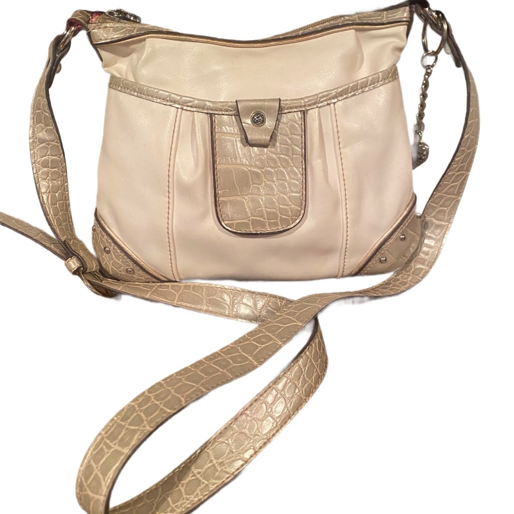 Vintage Y2K Gemma De Rossi Cream Crossbody Bag with Silver Hardware